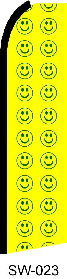 Yellow happy faces dealer swooper feather banner sign flag